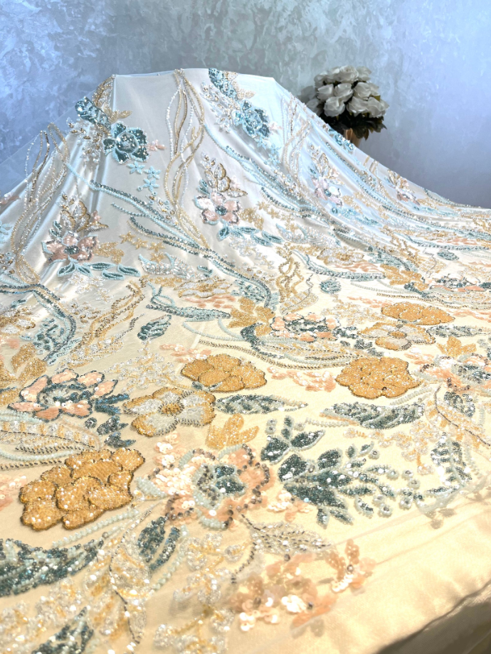 Tissu perle ( vert kaki , Bege )